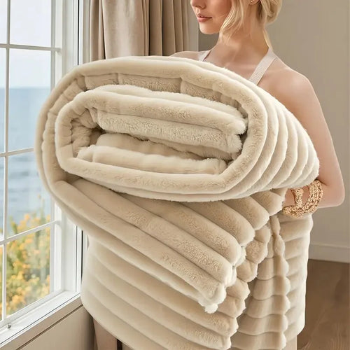 Cozy Striped Fleece Blanket